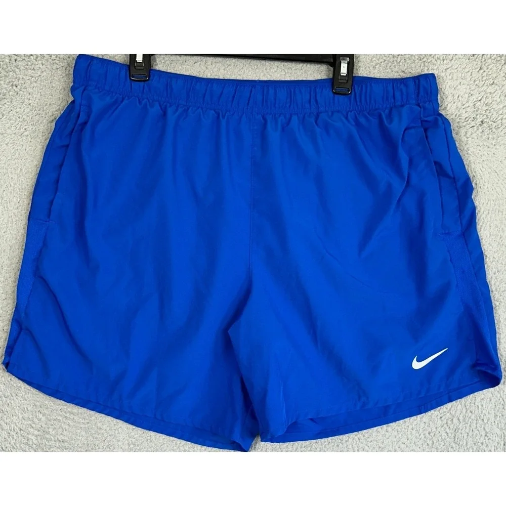Nike Shorts Mens 2XL Blue Dri-Fit Running Lined Athletic Stretch Waist Swoosh